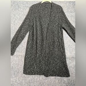 Eileen Fisher Cardigan Sweater Womens Medium Gray Knitted Long Sleeve Open Front
